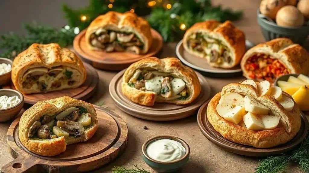 Filled bread variations with cheese and vegetables Filled bread variations with cheese and vegetables