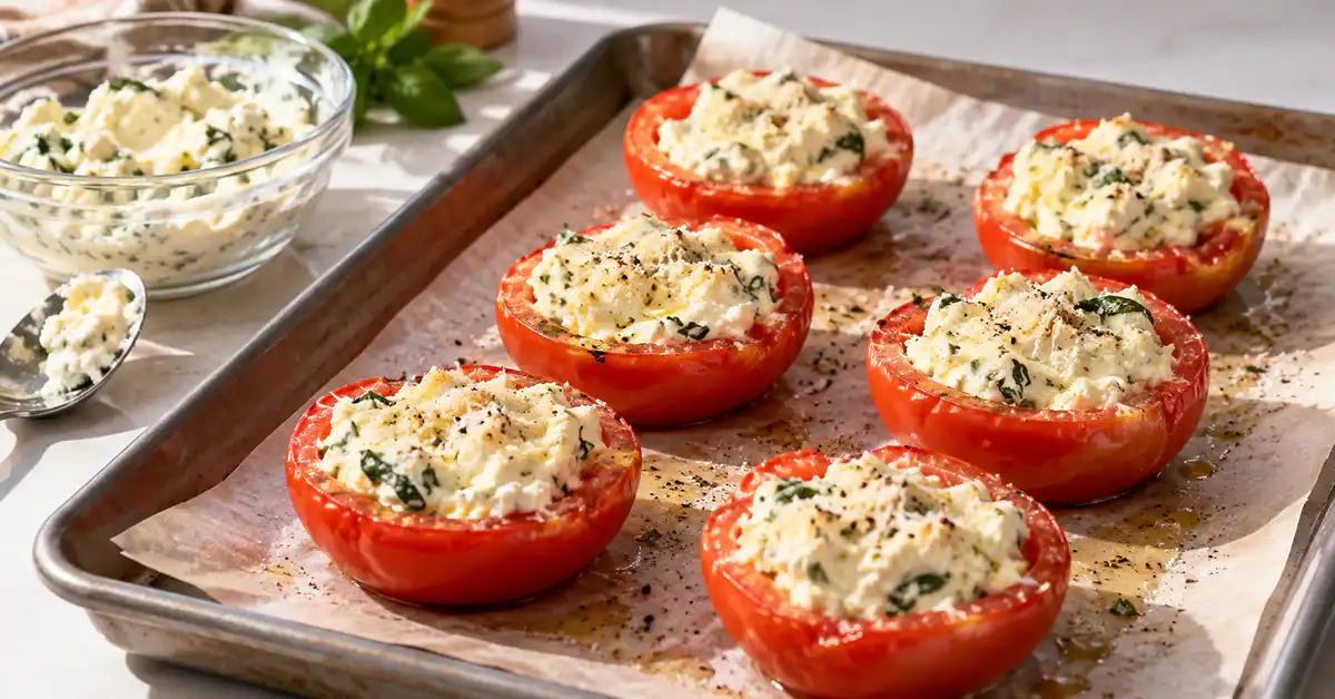 Tomato halves filled with cheese