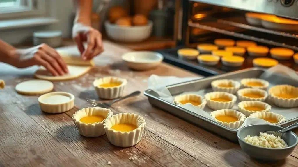 Filling mini quiche pastry cases Filling mini quiche pastry cases