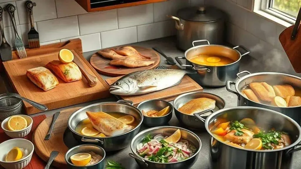 Fish pans, stew and preparation
