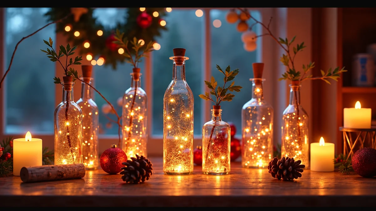Flameless LED candles on a bare wooden table