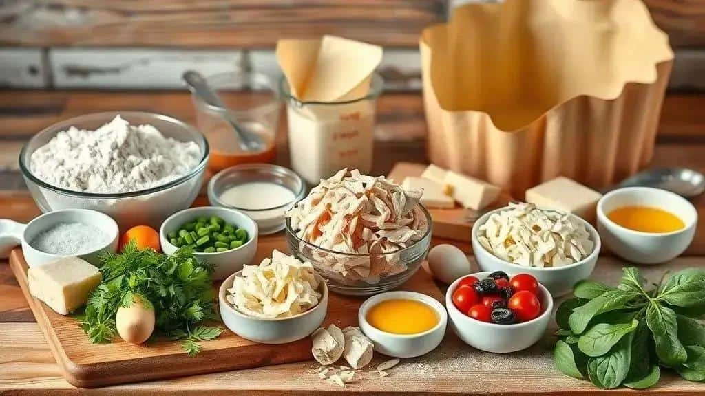 Flour eggs chicken cheese and herbs for savoury panettone Flour eggs chicken cheese and herbs for savoury panettone