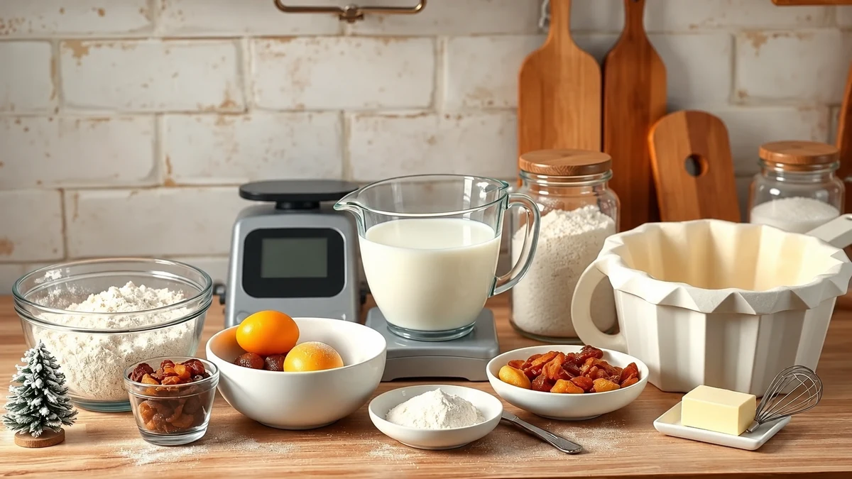 Flours, milk and dried fruit for a gluten-free panettone variation