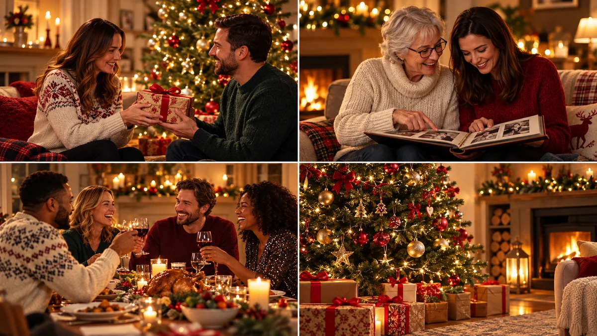 Four photographs of Christmas moments and traditions