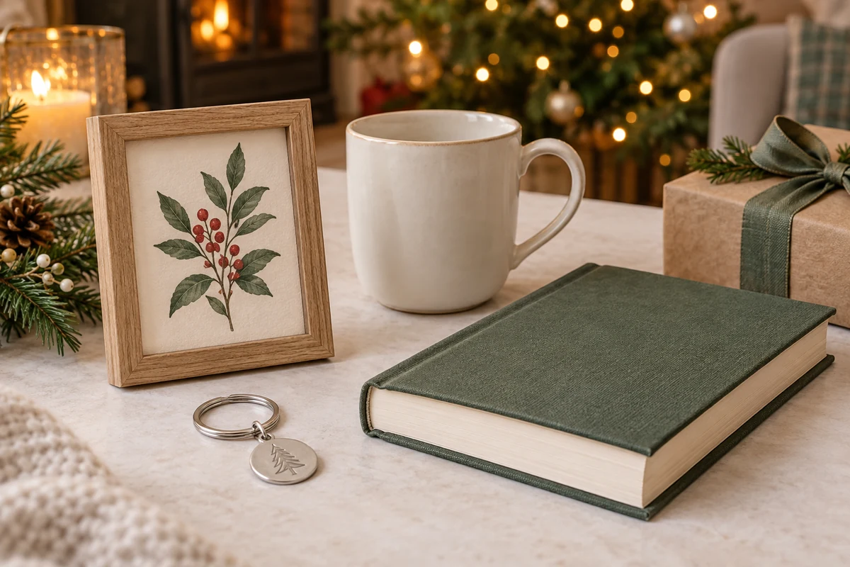 Framed botanical picture mug book and keyring