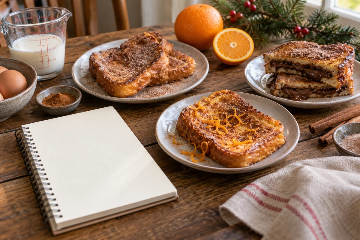 French toast variations with a recipe planning notebook