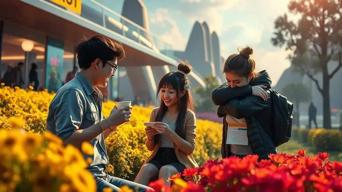 Friends spending time together in a sunny garden