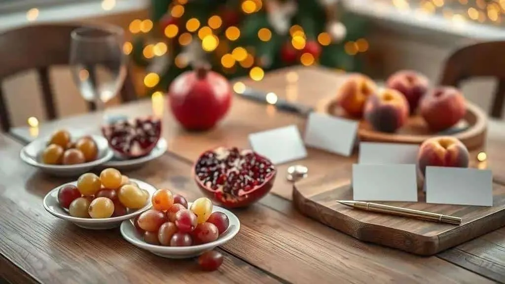 Fruit and blank cards for personal New Year wishes