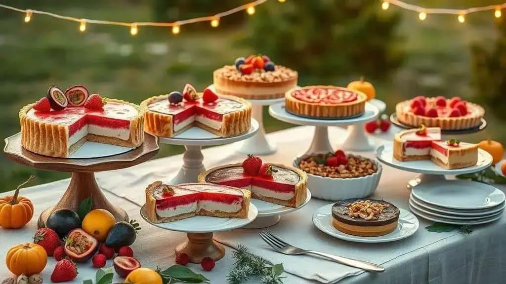 Fruit and chocolate desserts arranged for a summer celebration