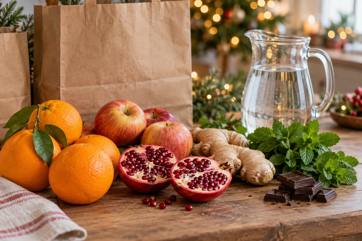 Fruit and chocolate for Christmas drinks