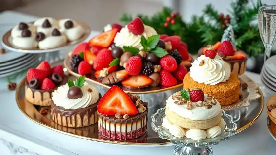 Fruit and cream desserts on a table