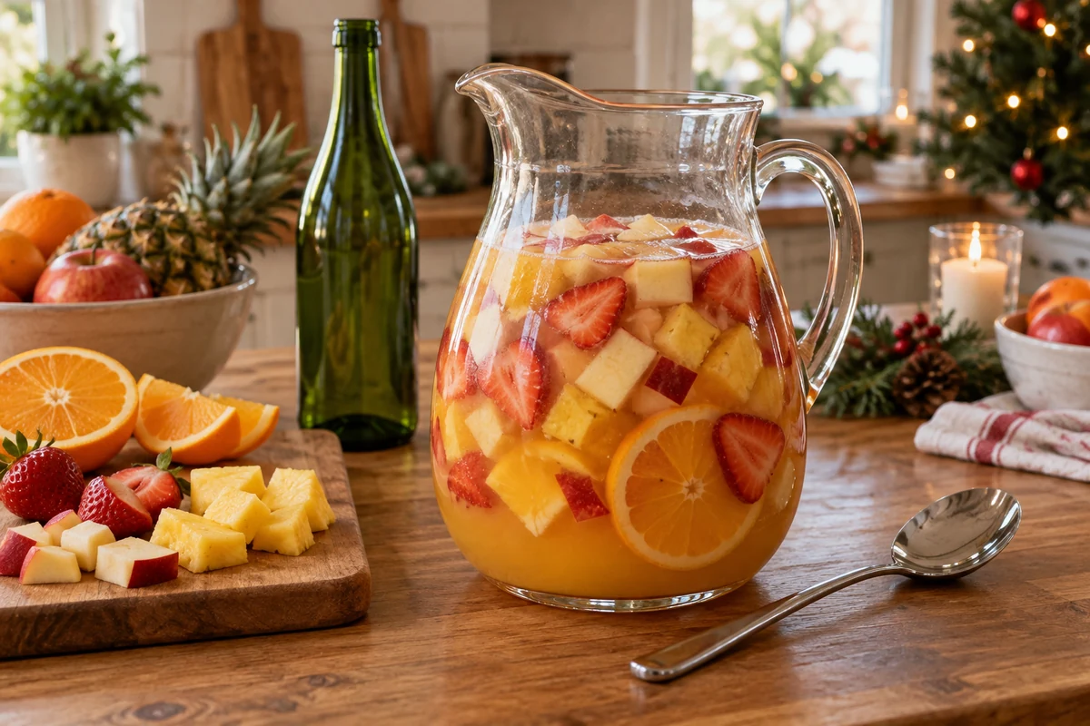 Fruit and juice ingredients for Christmas punch