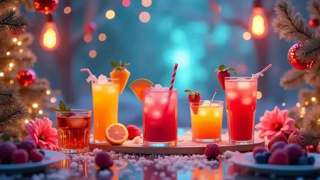 Fruit coolers in colourful glasses