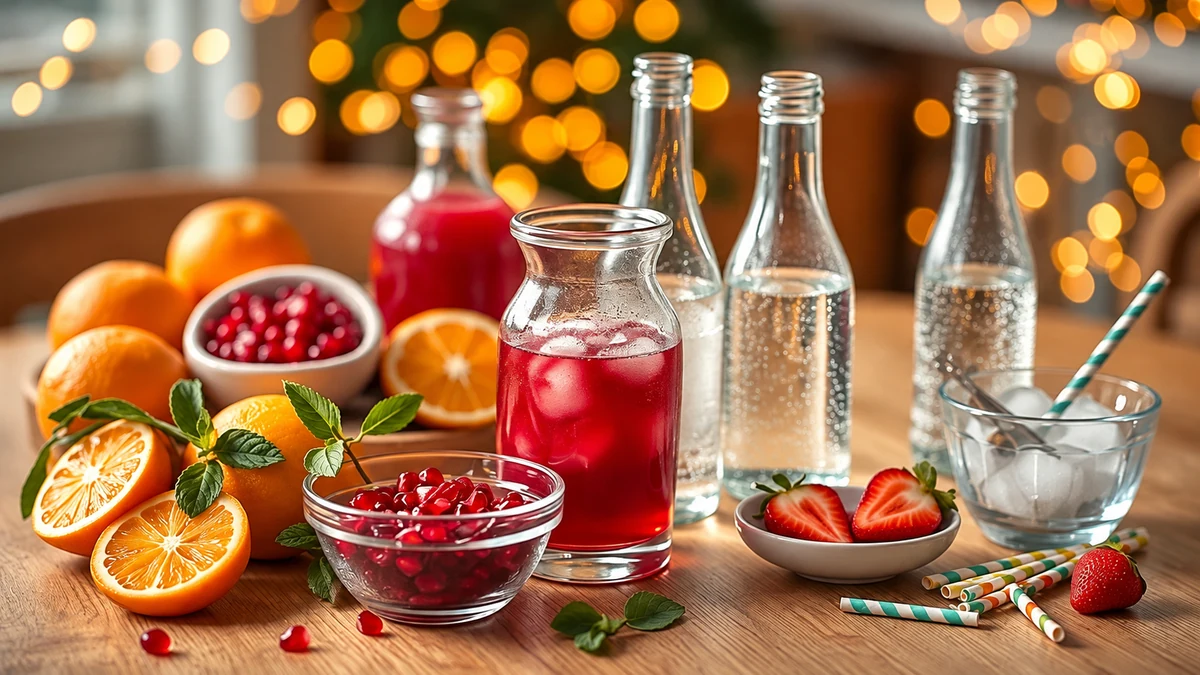 Fruit juice and sparkling water for alcohol-free drinks