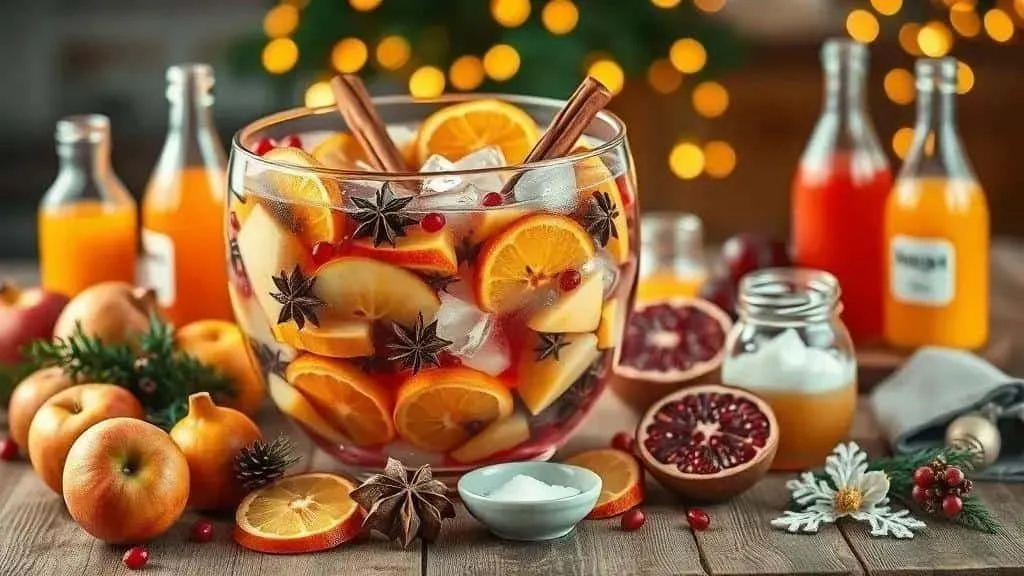 Fruit juices, citrus and spices for Christmas punch Fruit juices, citrus and spices for Christmas punch