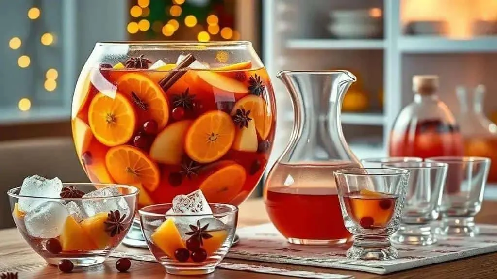 Fruit punch and ice prepared for serving Fruit punch and ice prepared for serving
