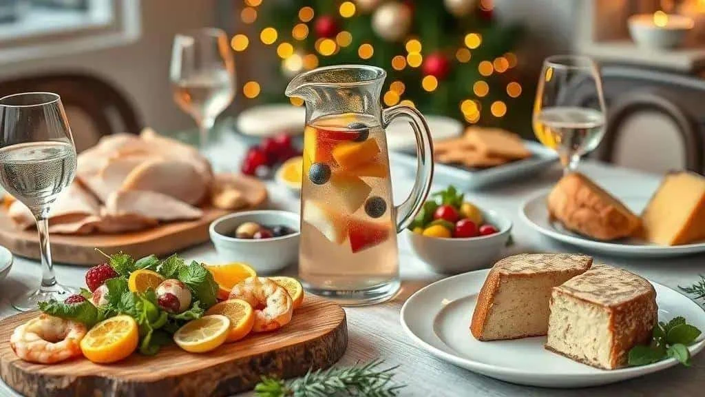 Fruit punch served with festive food