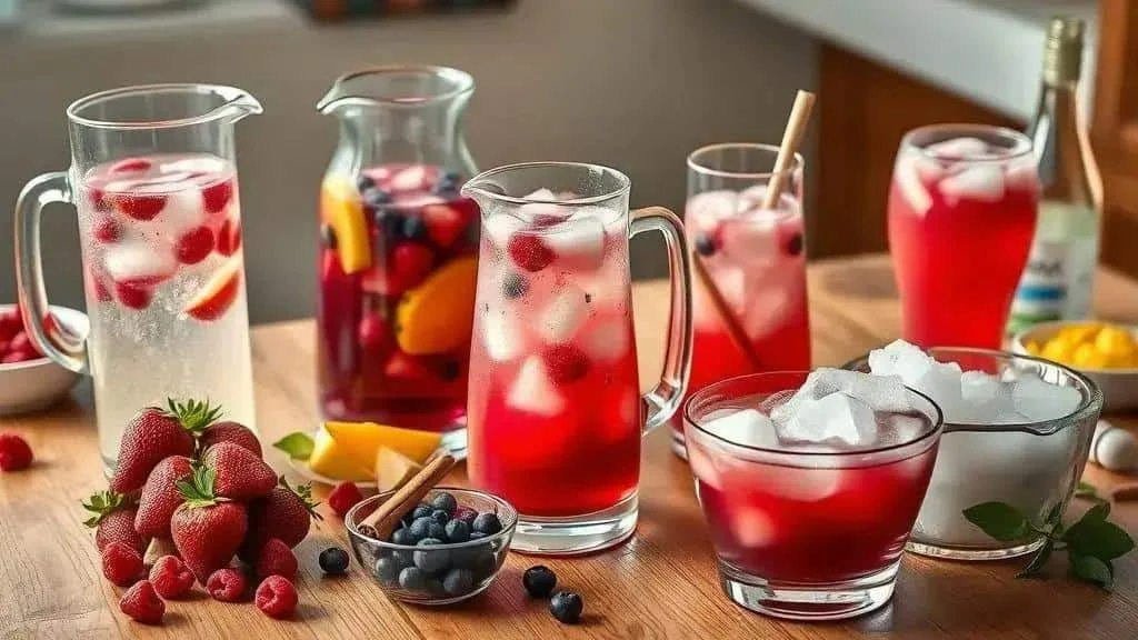 Fruit punch variations in glasses