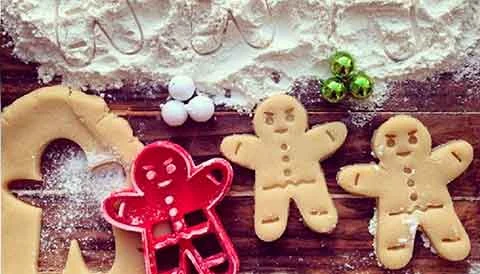 Gingerbread-person biscuit made with an embossing Christmas cutter