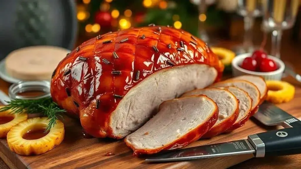 Glazed ham slices with pineapple