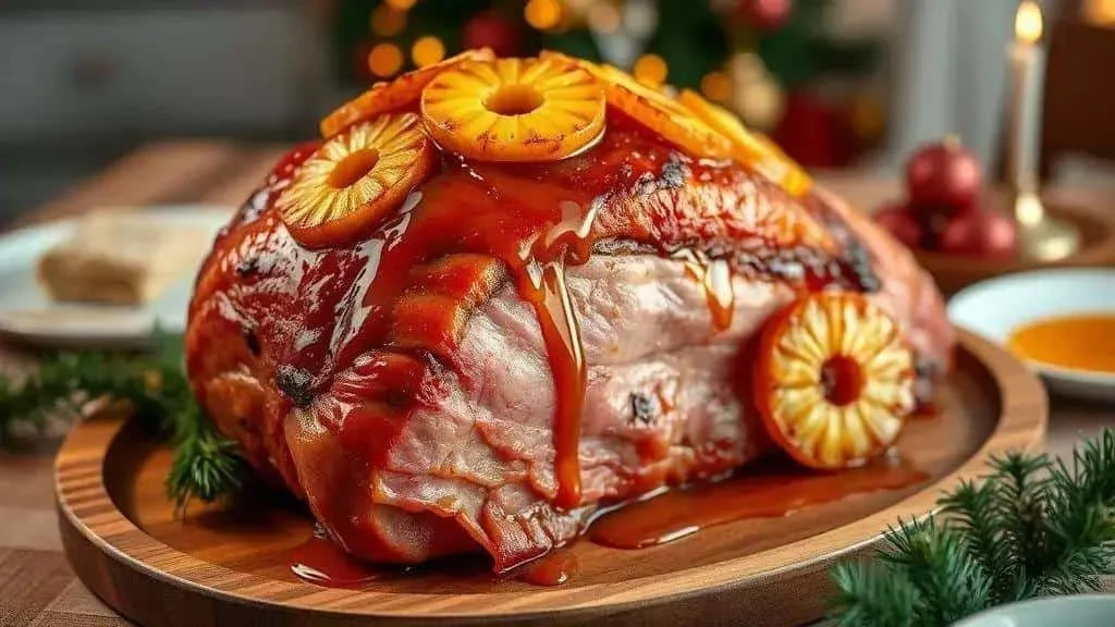 Glazed ham with caramelised pineapple