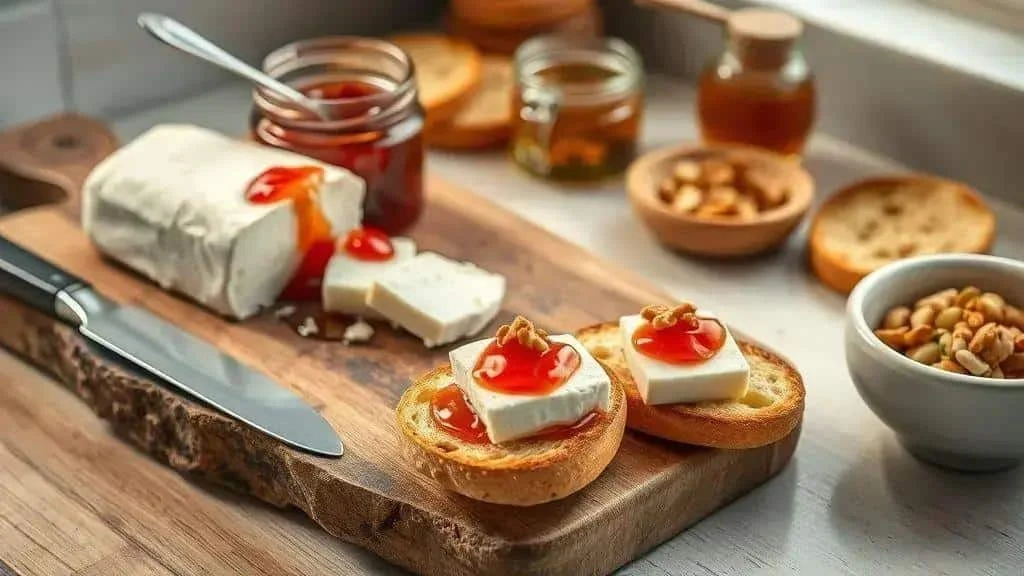 Goats cheese and jam crostini