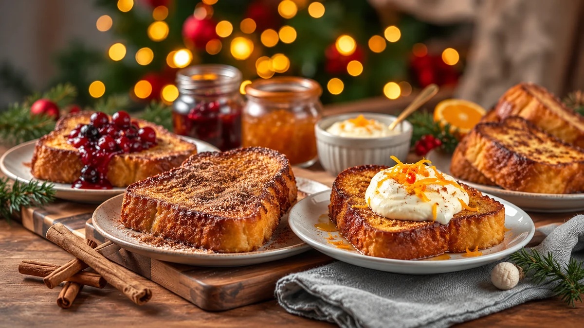 Golden brioche French toast with cinnamon, mascarpone and berries