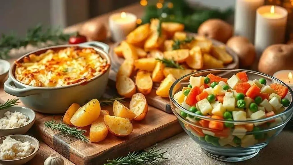 Gratin roast potatoes and colourful potato salad Gratin roast potatoes and colourful potato salad