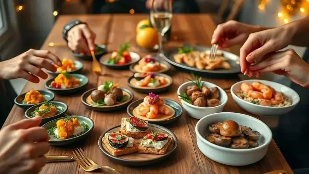 Guests choosing small savoury starters
