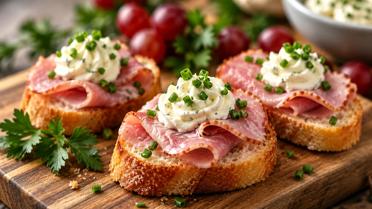Ham and cream cheese canapés