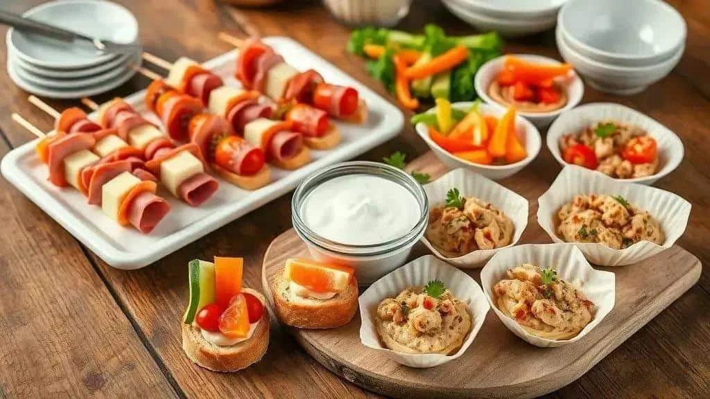 Ham, cheese and vegetable starters