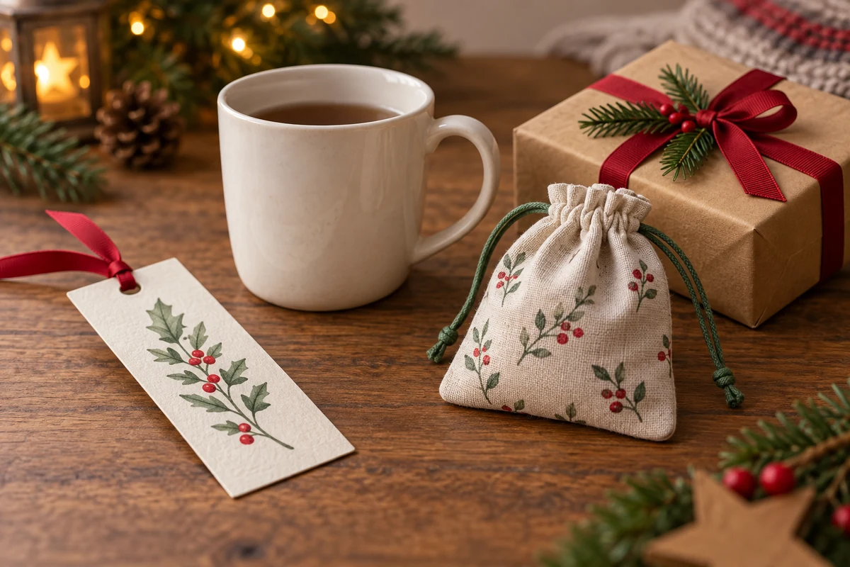 Handmade bookmark plain mug and fabric pouch