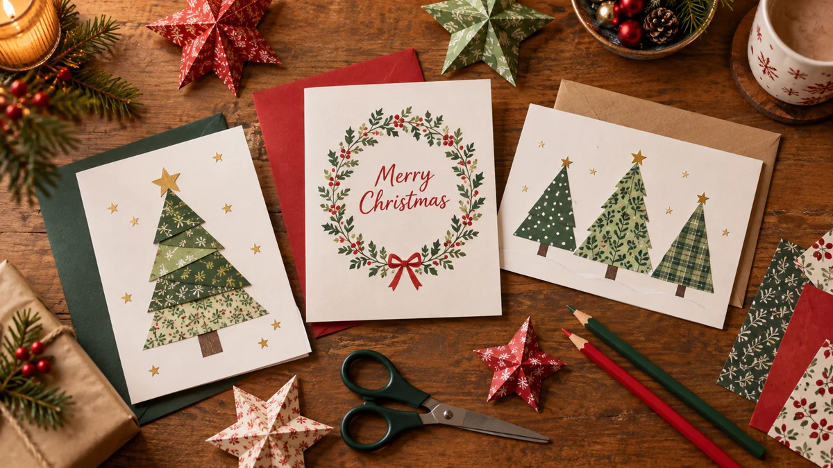Handmade Christmas cards and craft materials