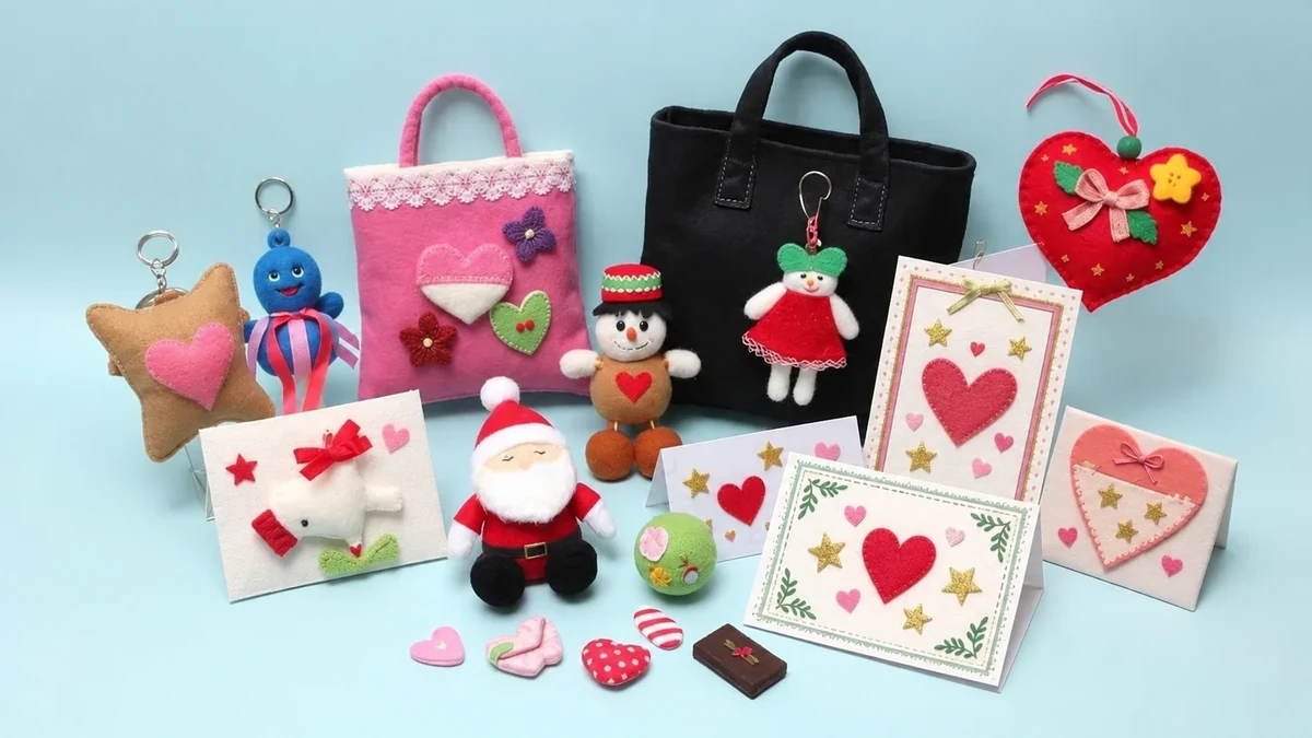 Handmade felt gifts and decorative cards