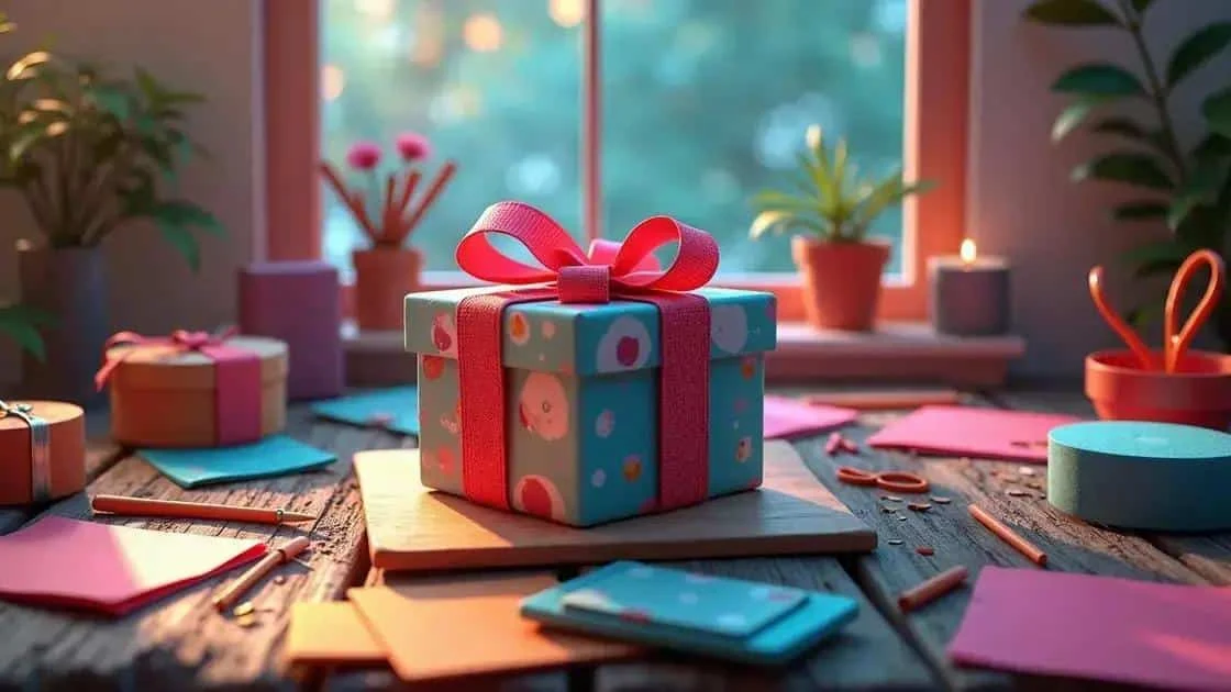 Handmade gifts and materials on a craft table
