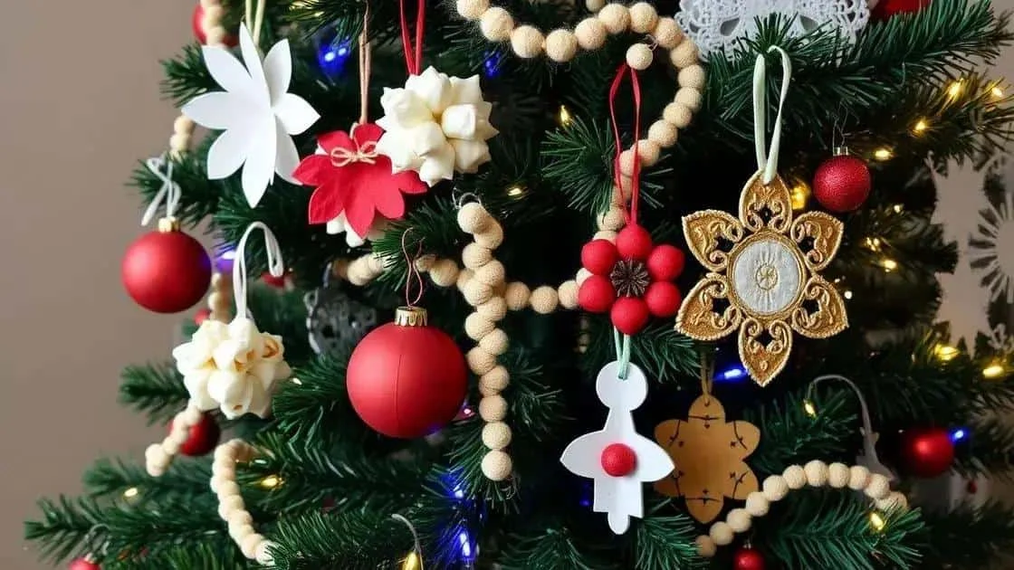 Handmade ornaments on a Christmas tree Handmade ornaments on a Christmas tree