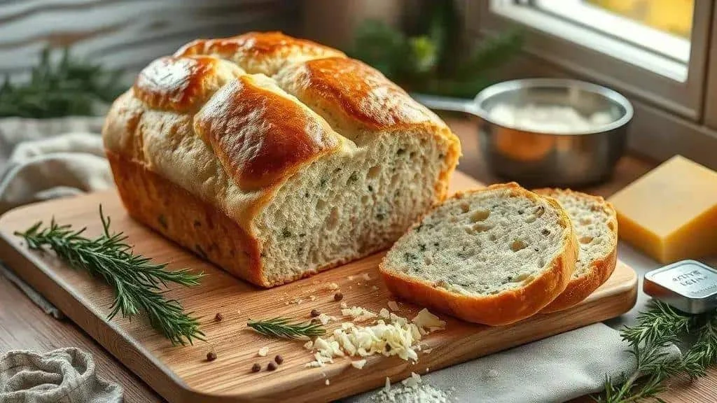 Homemade bread on a festive kitchen table