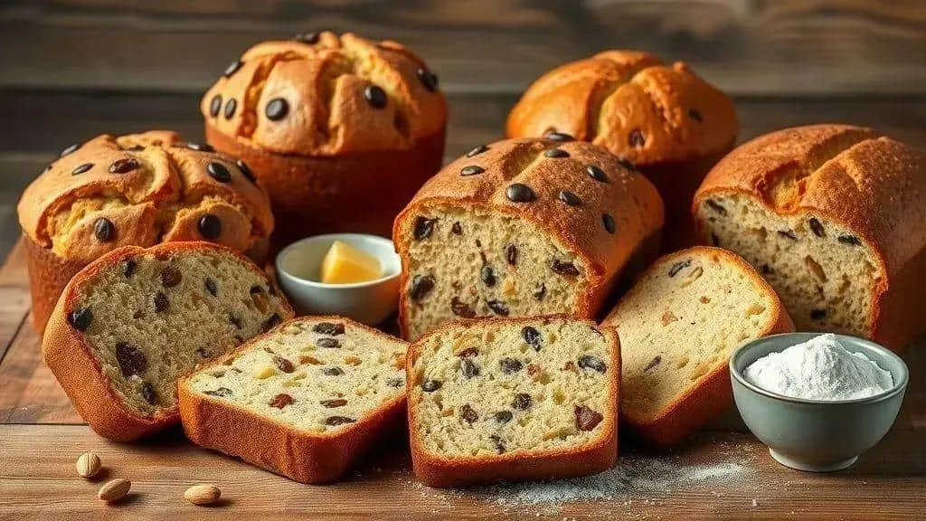 Homemade fruit and chocolate bread variations