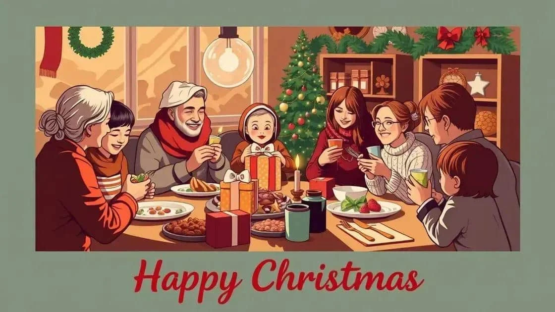 Illustrated Christmas family gathering