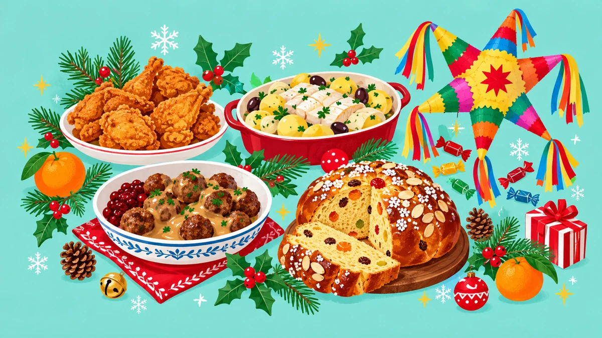 Illustrated festive foods from around the world Illustrated festive foods from around the world
