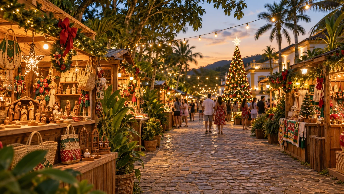 Illustration of a Brazilian Christmas tourism celebration