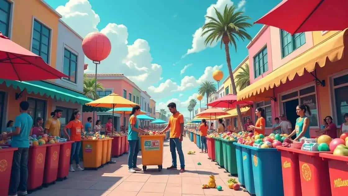 Illustration of a community collection in a sunny street