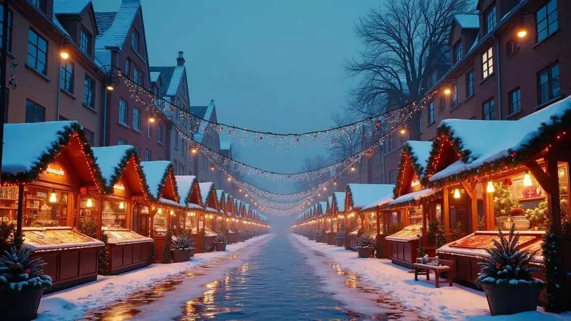 Illustration of a European winter Christmas market