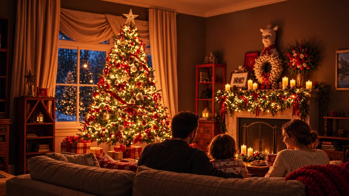 Illustration of a festive family gathering