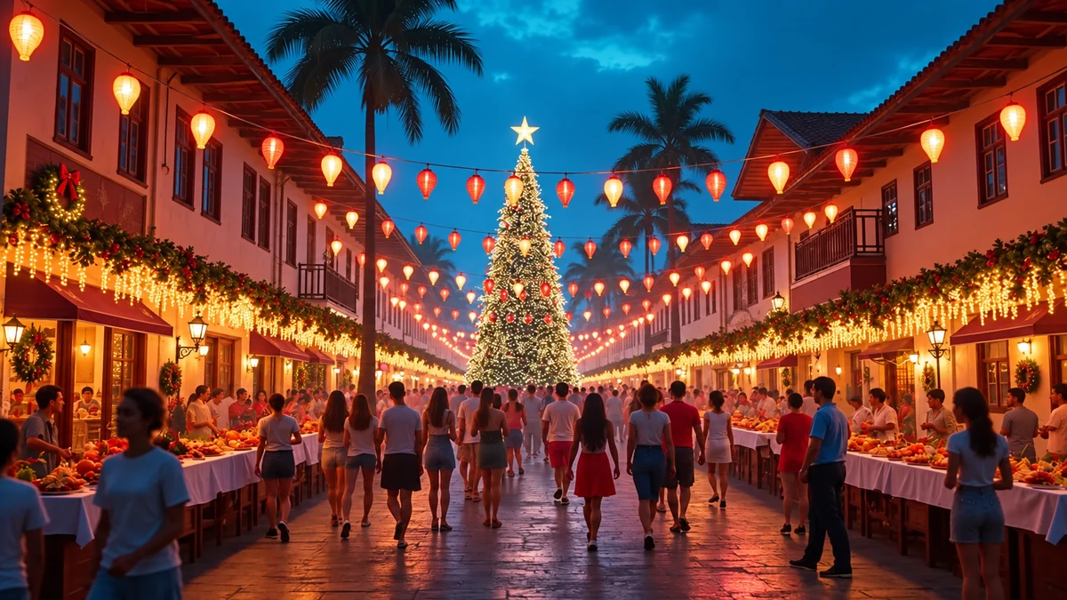 Illustration of a festive street in north-eastern Brazil
