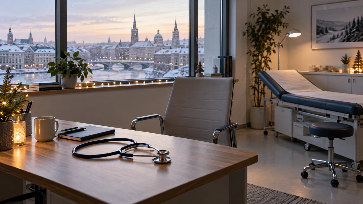 Illustration of an empty medical consultation room