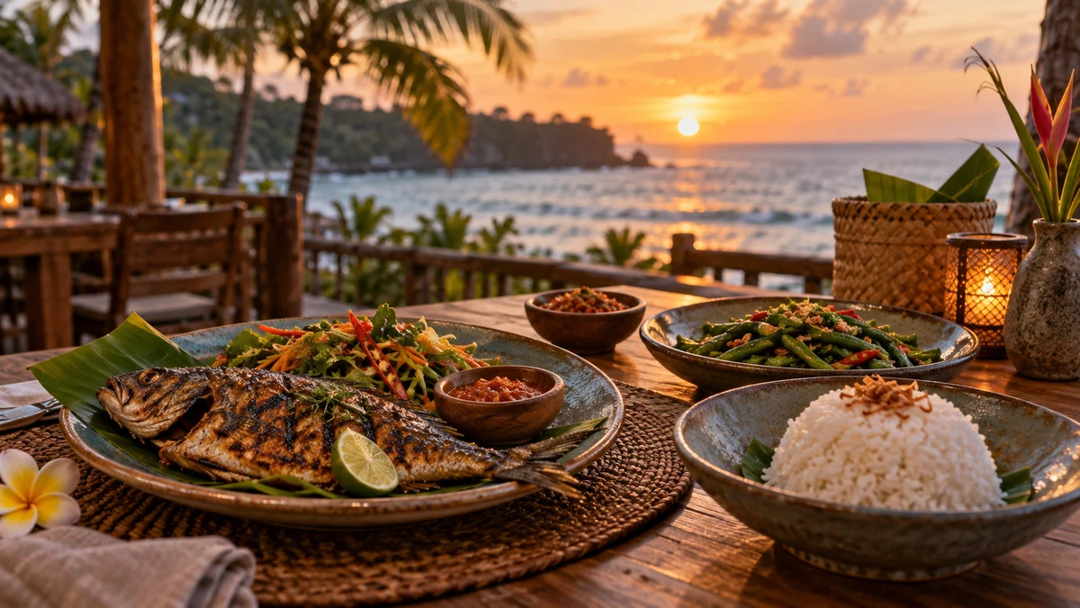 Illustration of Balinese-style food at a market