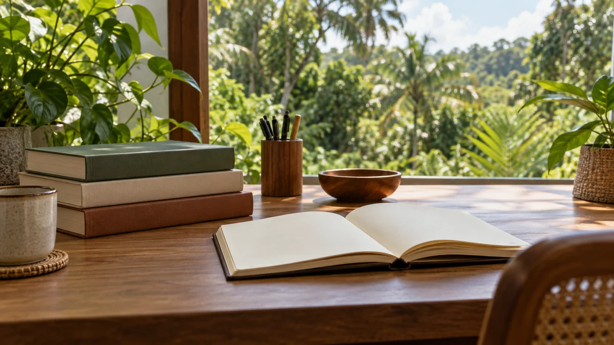 Illustrative reading desk for researching Indigenous peoples in Brazil