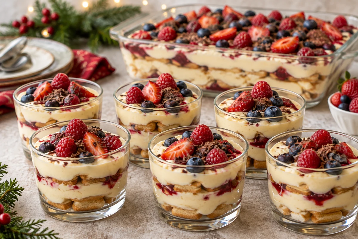 Individual biscuit and cream dessert portions Individual biscuit and cream dessert portions