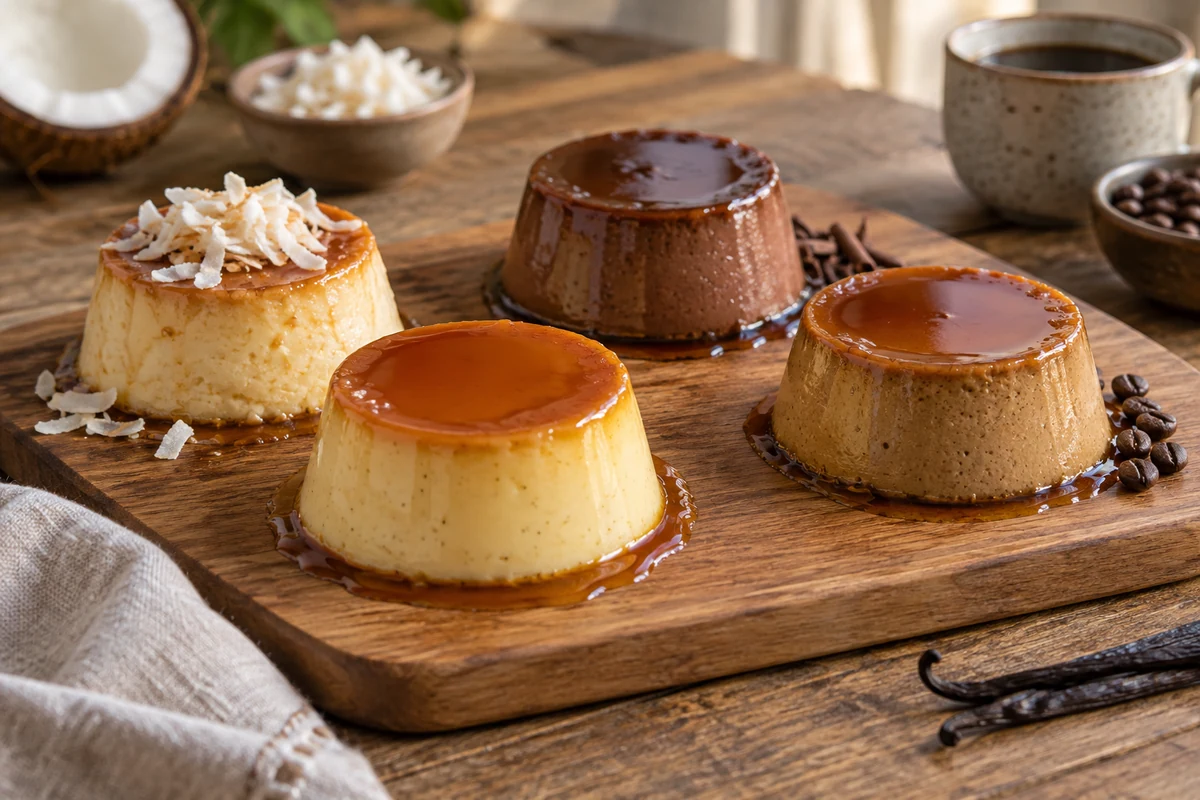 Individual caramel flan flavour variations